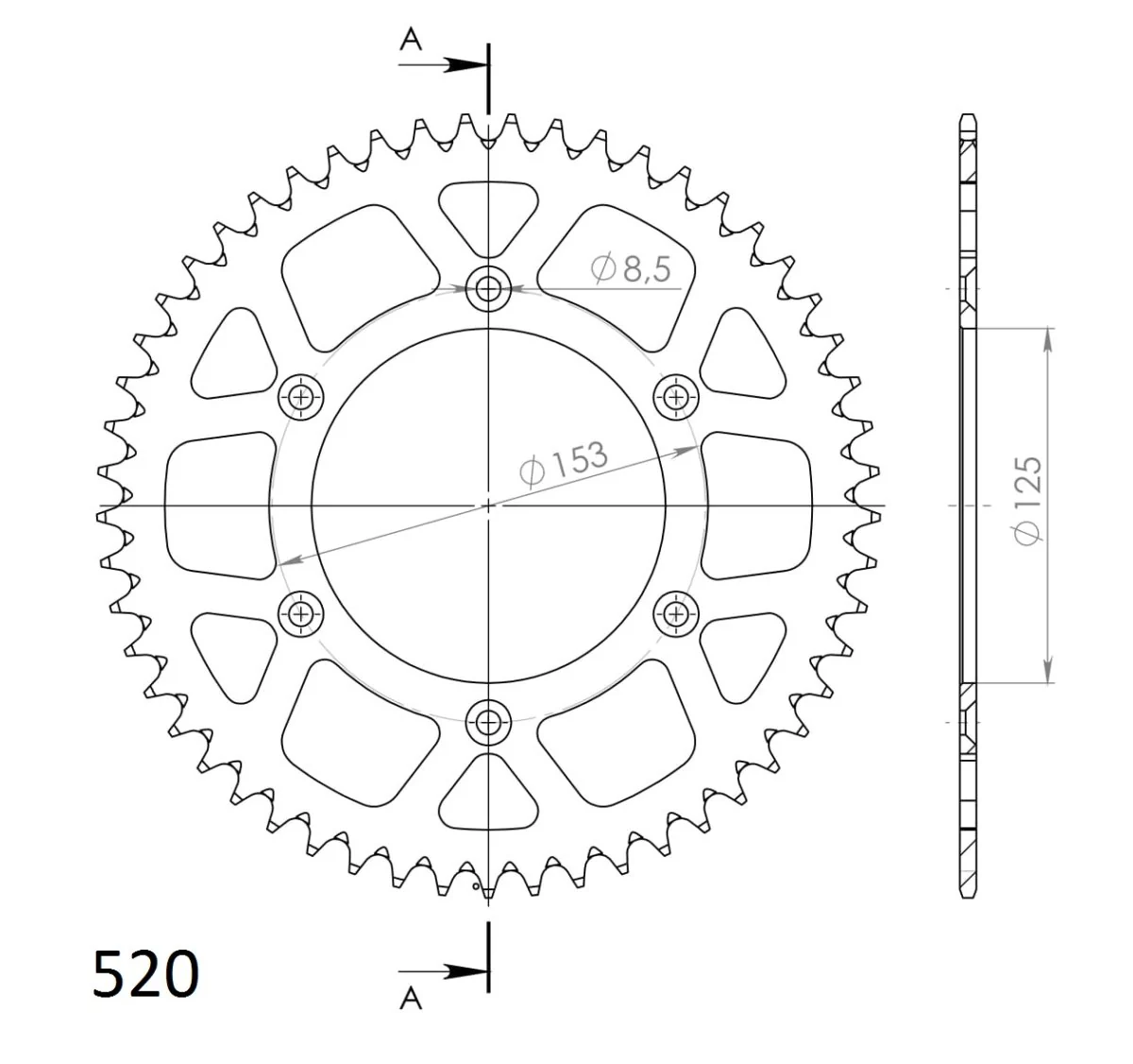 Supersprox takaratas Alu RAL-210:51 Silver