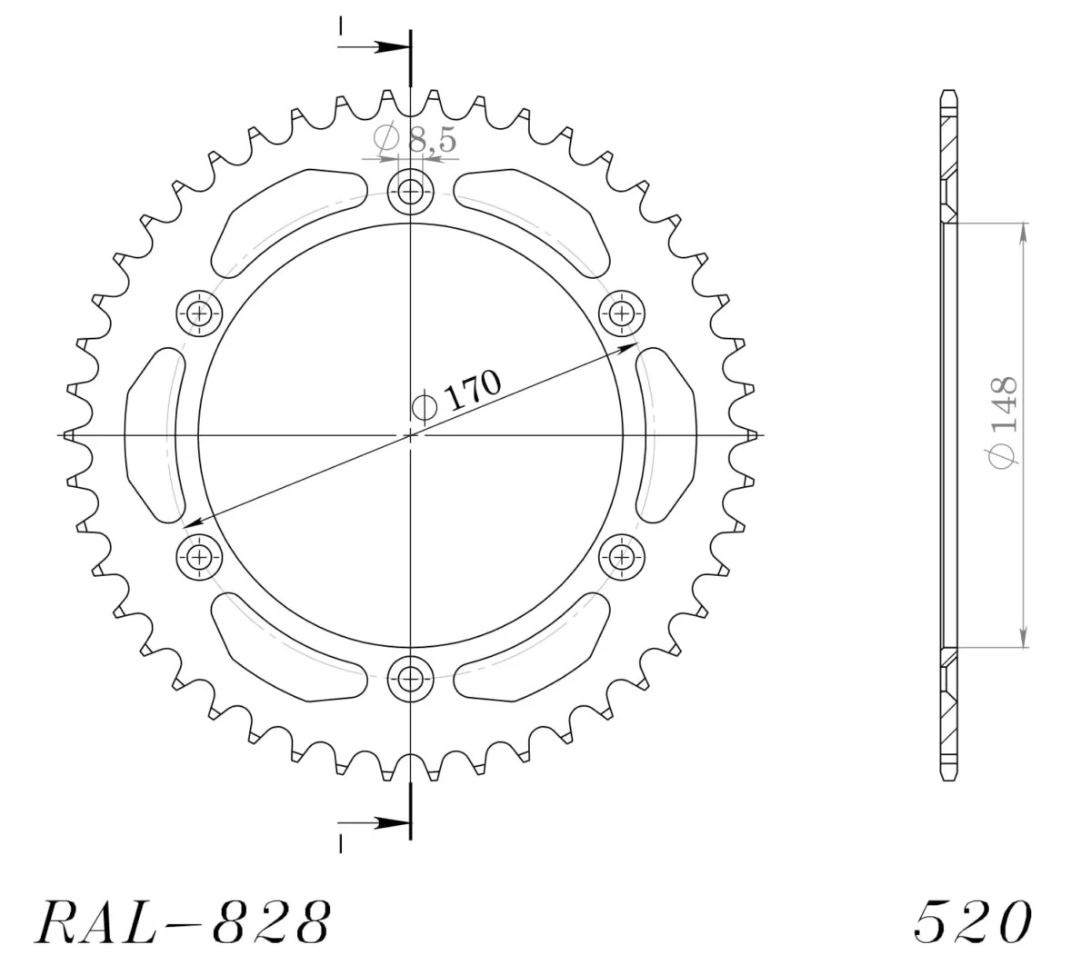 Supersprox takaratas Alu RAL-828:42 Black