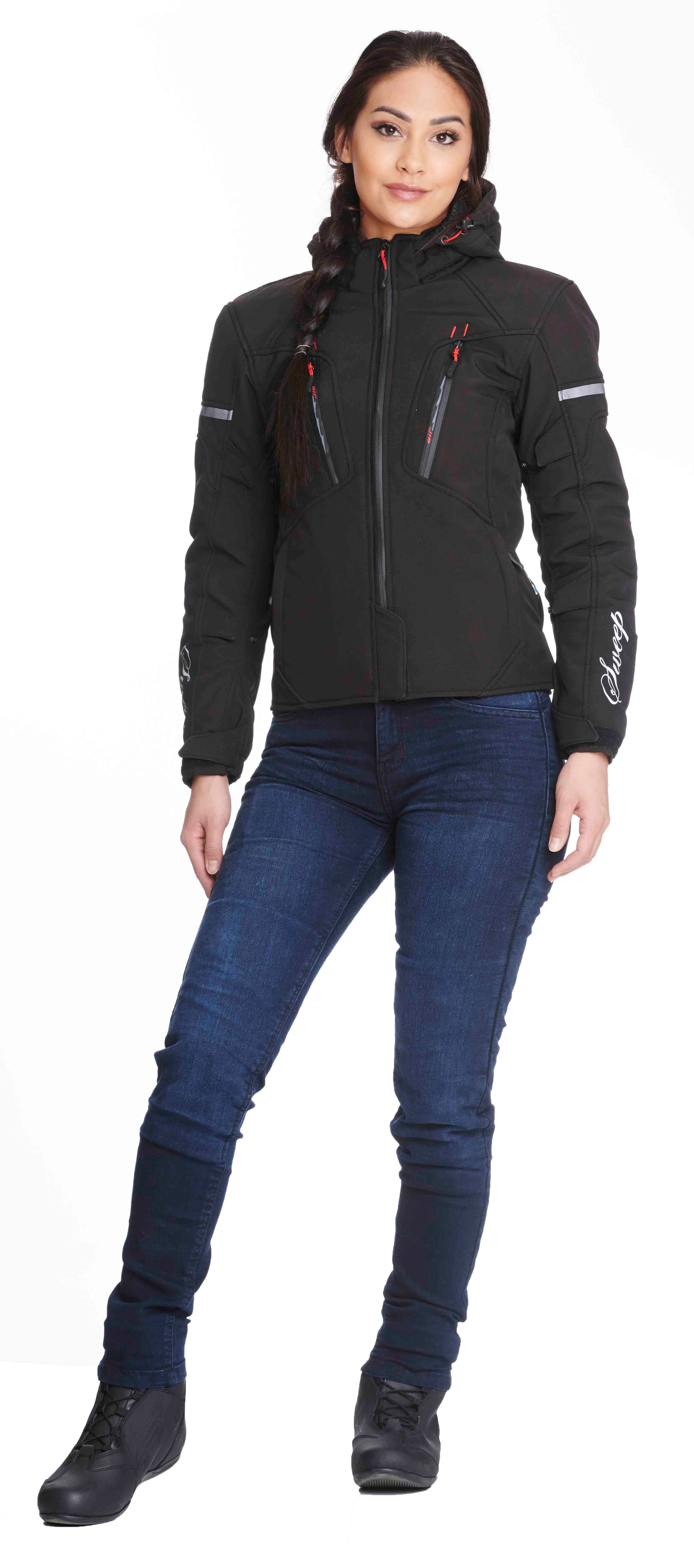 Sweep Flawless naisten softshell ajotakki, musta/puna - Image 7