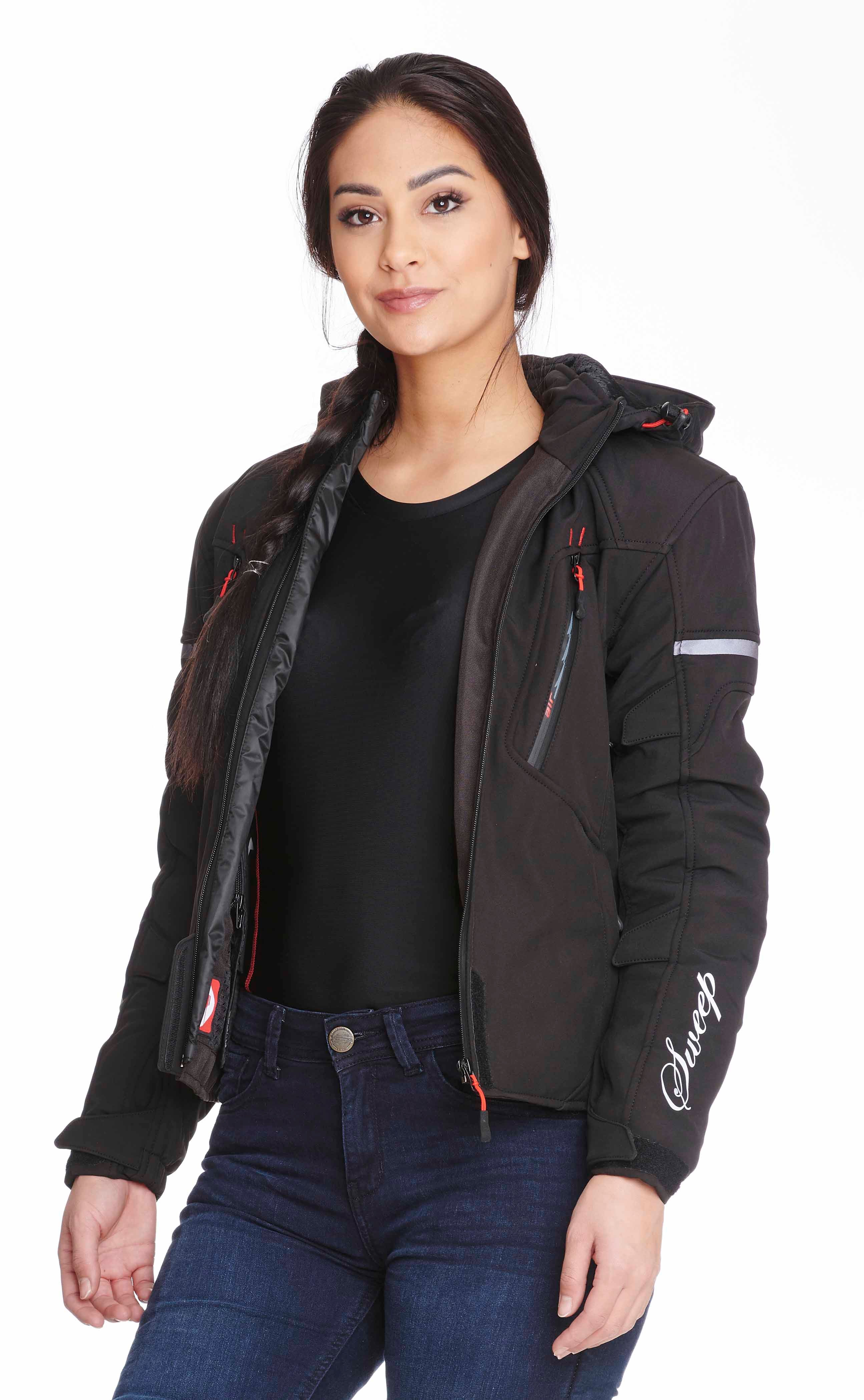 Sweep Flawless naisten softshell ajotakki, musta/puna - Image 8