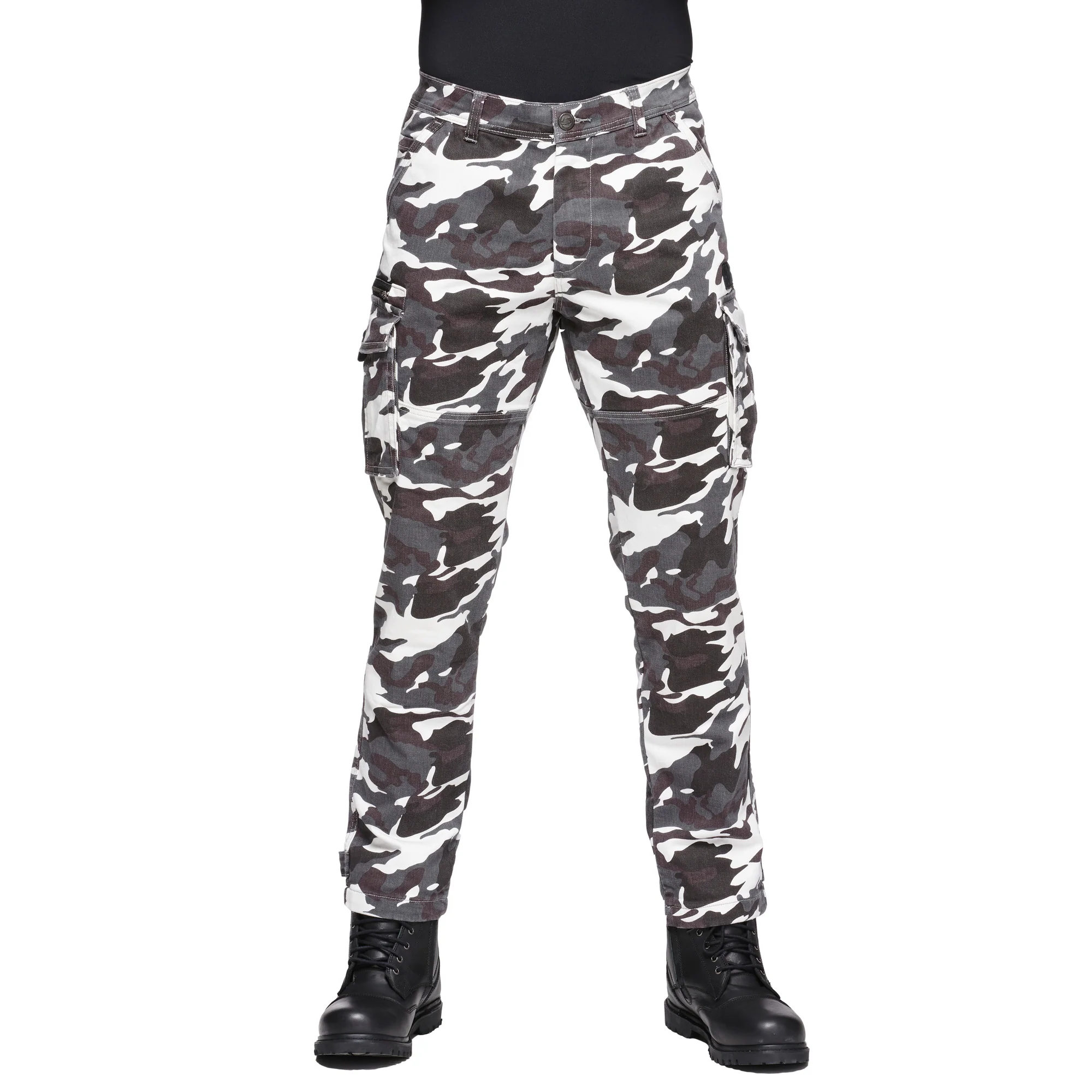 Sweep Jungle aramid vahvistetut ajofarkut, musta/valko camo - Image 3