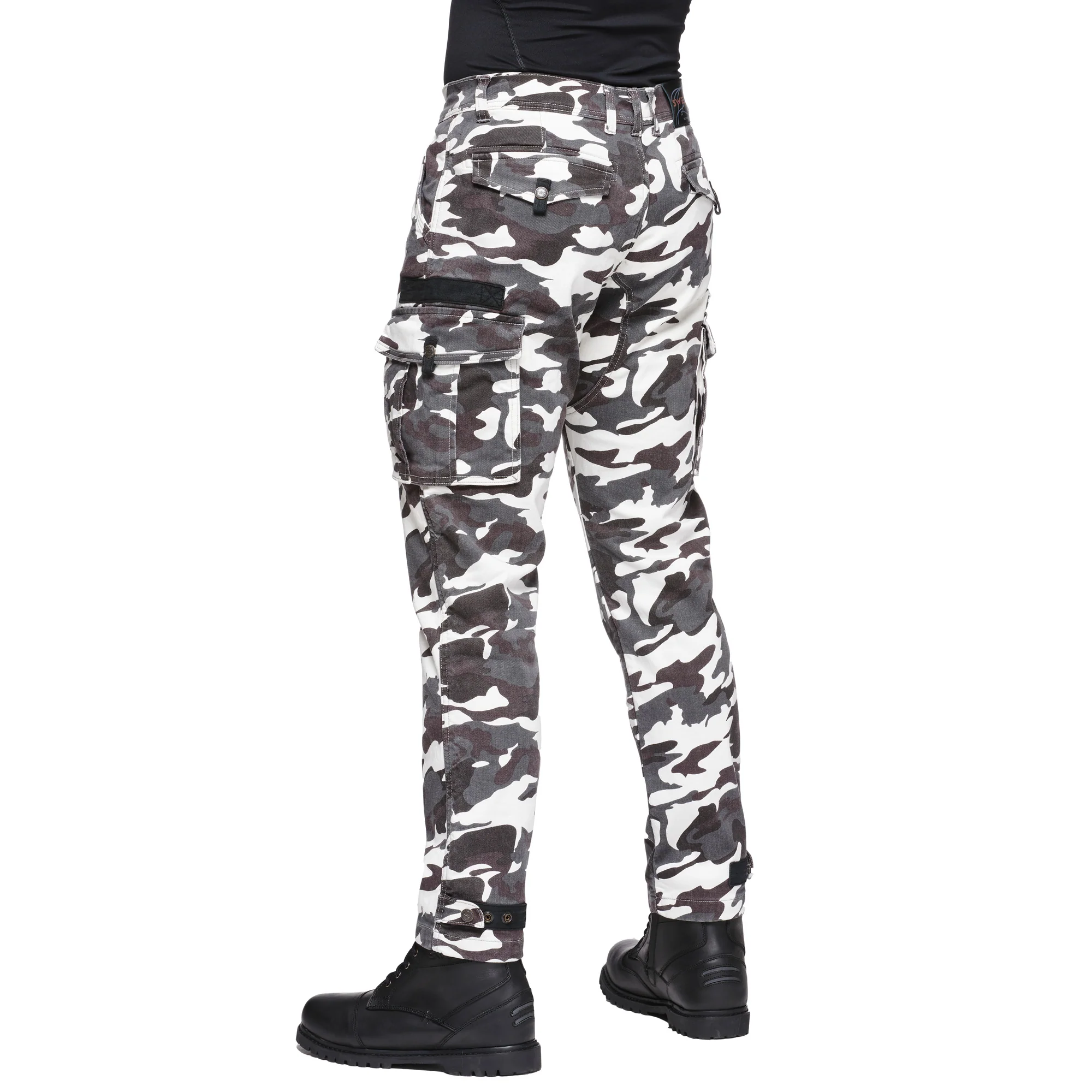Sweep Jungle aramid vahvistetut ajofarkut, musta/valko camo - Image 4
