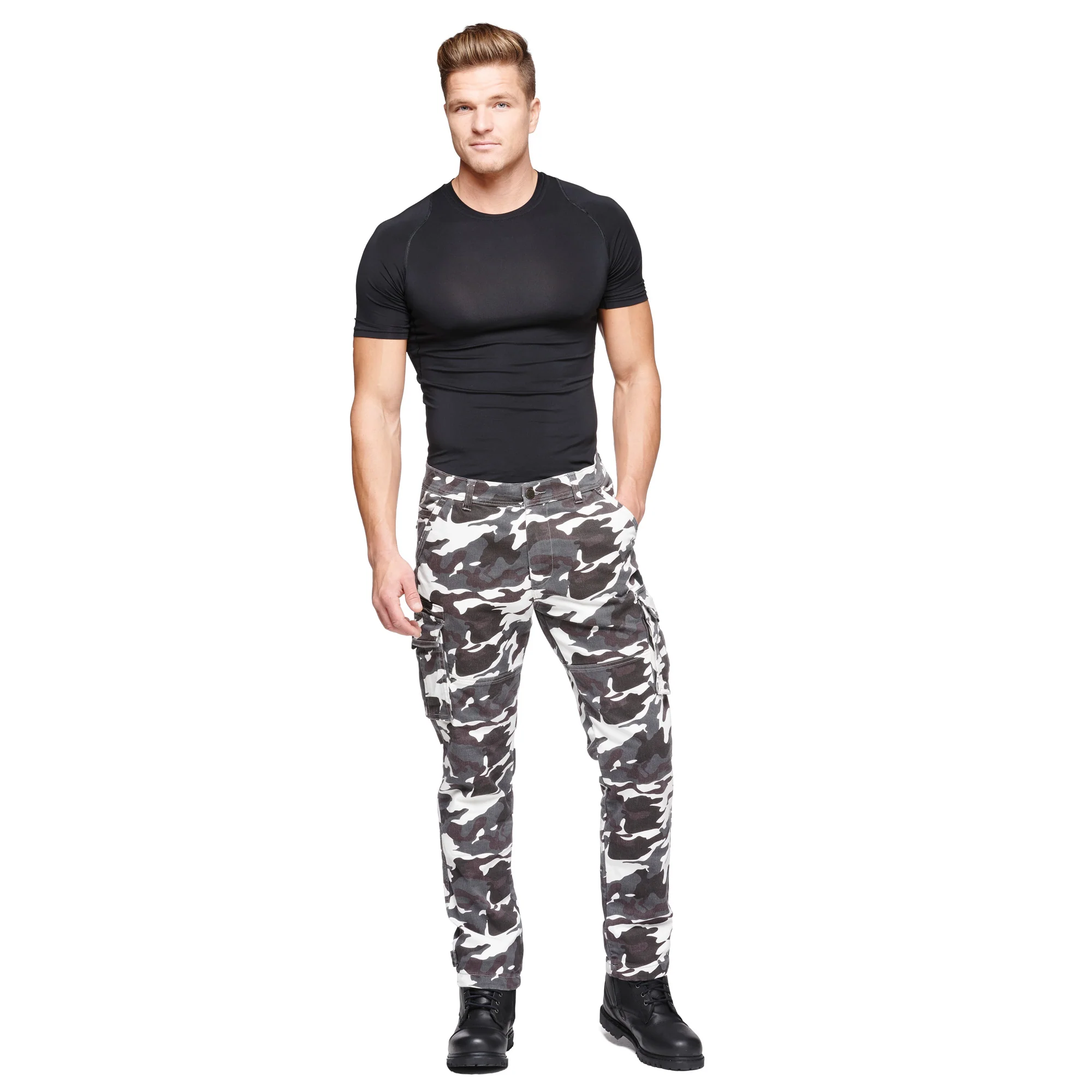 Sweep Jungle aramid vahvistetut ajofarkut, musta/valko camo - Image 6